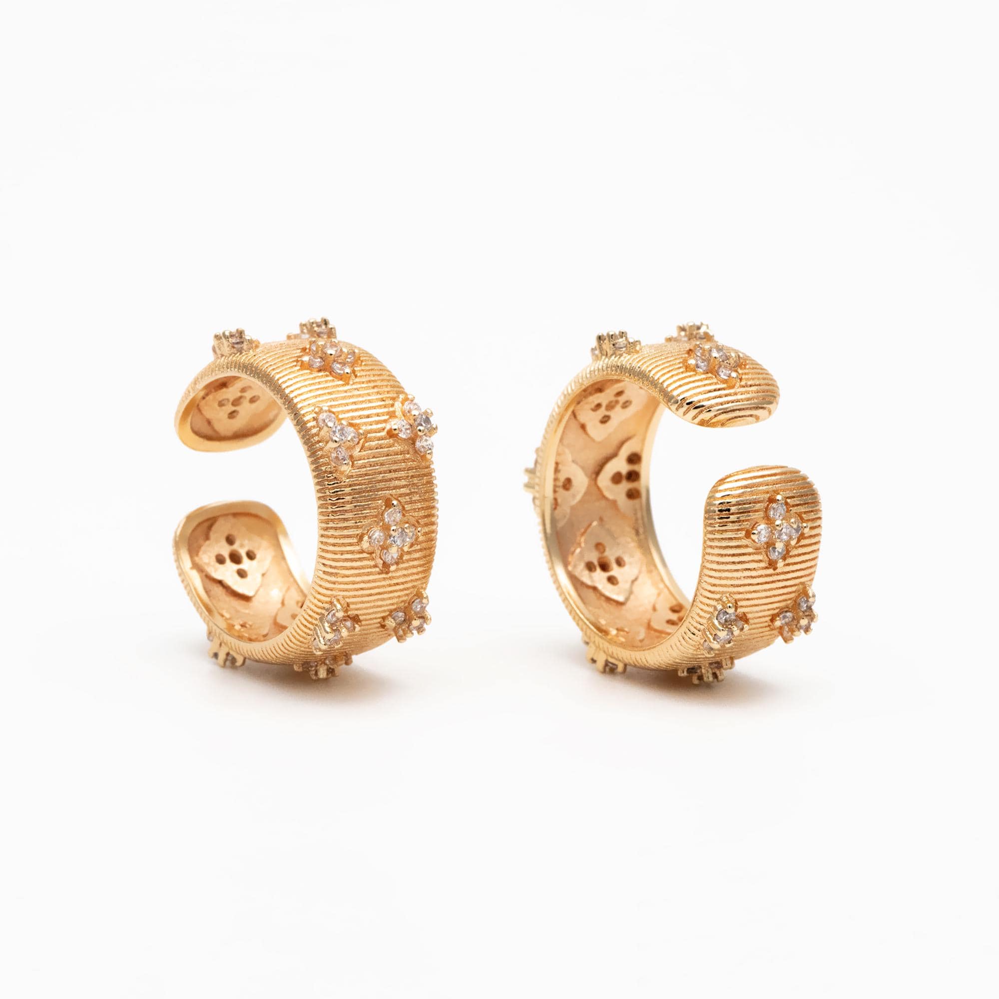 4pcs CZ Pave Gold/ Silver Tone Flower Finger Ring, Everyday Ring, Modern Style Ring, Fashion Rings, Dainty Rings (#GB-4611)